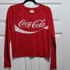 Coca-Cola retro cropped semi‎ sheer sweater size M EUC scoop neck